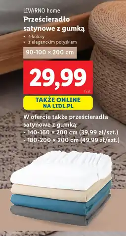 Lidl Livarno home prześcieradło satynowe z gumką oferta