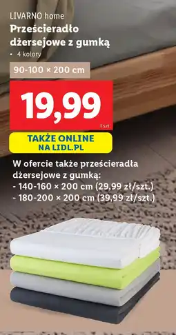 Lidl Livarno home prześcieradło dżersejowe z gumką oferta