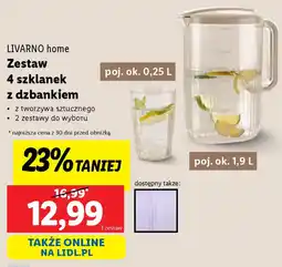 Lidl Livarno home zestaw 4 szklanek z dzbankiem oferta