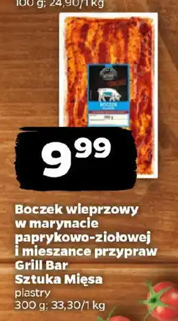 Netto Boczek wieprzowy w marynacie paprykowo-ziołowej i mieszance przypraw Grill Bar Sztuka Mięsa oferta