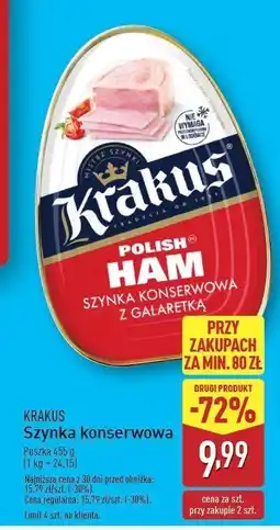 ALDI Szynka konserwowa Krakus animex oferta