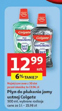 Auchan Płyn do płukania white & protect charcoal Colgate Plax oferta
