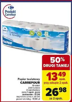 Carrefour Papier toaletowy comfort & quality Carrefour Essential oferta