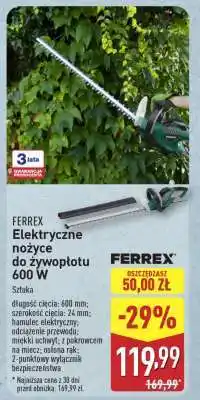 ALDI FERREX Elektryczne nożyce do żywopłotu 600 W oferta