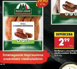 Biedronka Kiełbasa z czosnkiem niedźwiedzim Gzella oferta