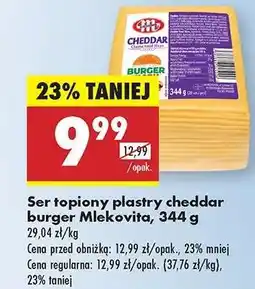 Biedronka Ser topiony plastry cheddar burger Mlekovita 344 g oferta