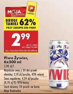 Biedronka Piwo Żywiec 6x500 ml oferta
