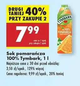 Biedronka Sok pomarańcza 100% Tymbark, 1 l oferta