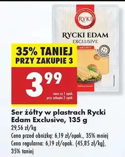 Biedronka Ser żółty w plastrach Rycki Edam Exclusive , 135 g oferta