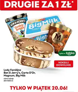 Żabka Lody familijne Ben&Jerry's, Carte D'Or, Magnum, Big Milk oferta