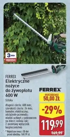 ALDI Nożyce do żywopłotu 600w Ferrex oferta