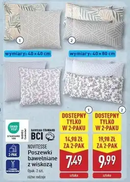 ALDI Poszewki bawełniane z wiskozą 40 x 80 cm Novitesse oferta