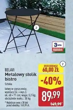 ALDI Stolik metalowy bistro Belavi oferta