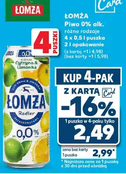 Kaufland Łomża piwo 0% alk. oferta