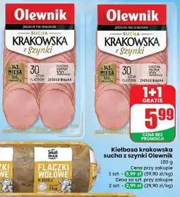 Dino Kiełbasa krakowska sucha z szynki Olewnik oferta
