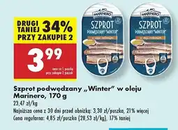 Biedronka Szprot podwędzany winter w oleju roślinnym Marinero oferta