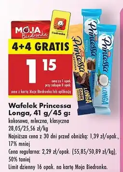 Biedronka Wafelek dark chocolate klasyczna Princessa longa oferta