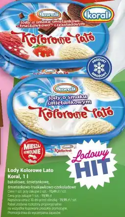 Twój Market Lody Kolorowe Lato Koral, 1 l oferta
