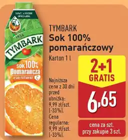 ALDI Tymbark sok 100% pomarańczowy oferta