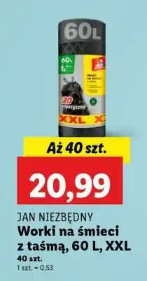 Lidl JAN NIEZBĘDNY Worki na śmieci z taśmą, 60 L, XXL oferta