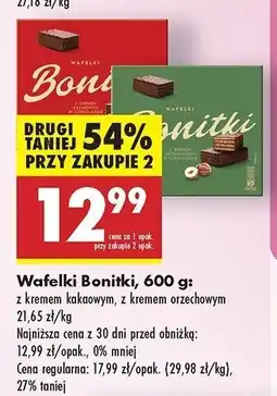 Biedronka Wafelki z kremem orzechowym Bonitki oferta