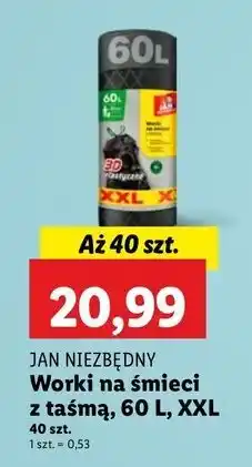 Lidl Worki na śmieci 60 l Jan Niezbędny oferta