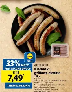 Lidl Kiełbaski grillowe cienkie Grill And Fun oferta