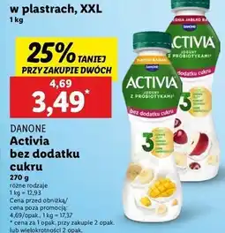 Lidl Jogurt bez cukru wiśnia-jabłko Danone Activia oferta