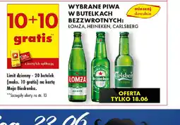 Biedronka Wybrane piwa w butelkach bezzwrotnych: Lomża, Heineken, Carlsberg oferta