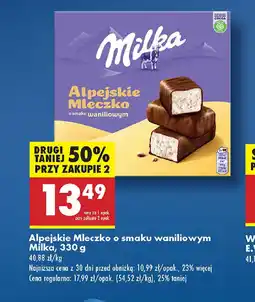 Biedronka Alpejskie Mleczko o smaku waniliowym Milka oferta