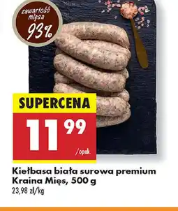 Biedronka Kiełbasa biała surowa premium Kraina Mięs oferta