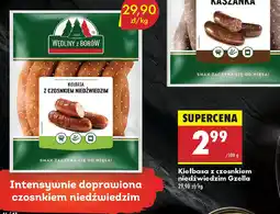 Biedronka Kiełbasa z czosnkiem niedźwiedzim Gzella oferta