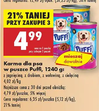 Biedronka Karma dla psa w puszce Puffi oferta