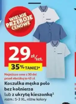 Auchan Koszulka męska polo bez kołnierza lub z ukrytą kieszonką oferta
