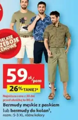 Auchan Bermudy męskie z paskiem lub bermudy do kolan oferta