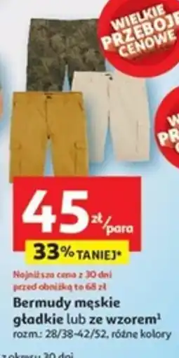 Auchan Bermudy męskie gładkie lub ze wzorem oferta