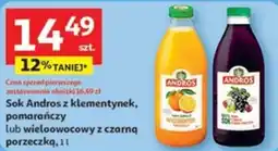 Auchan Sok Andros z klementynek, pomarańczy lub wieloowocowy z czarną porzeczką oferta