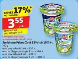 Auchan Śmietana Primo Zott 12% lub 18% tł. oferta
