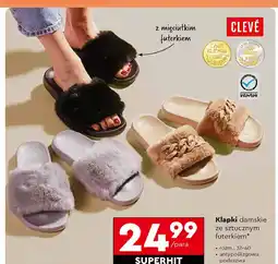 Biedronka Klapki damskie z futerkiem rozm. 36-40 Cleve oferta