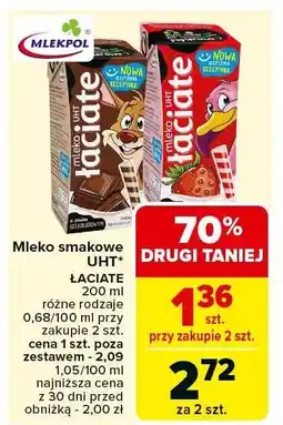 Carrefour Market Mleko smakowe UHT LACIATE różne rodzaje Mlekpol oferta