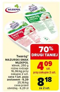 Carrefour Market Twaróg MAZURSKI SMAK MLEKPOL różne rodzaje oferta