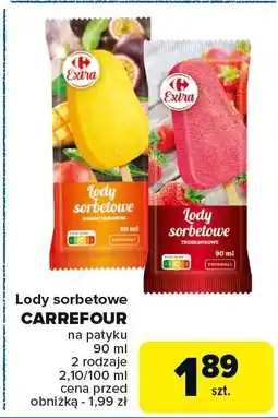 Carrefour Lody sorbetowe na patyku Carrefour oferta