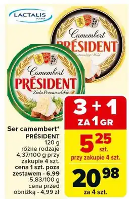 Carrefour Ser camembert PRESIDENT różne rodzaje oferta
