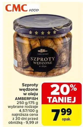 Carrefour Szproty wędzone w oleju AMBERFISH oferta