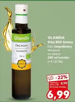 OLANDIA Olej BIO lniany lub rzepakowy tłoczone na zimno 250 ml butelka
