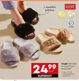 Biedronka Klapki damskie ze sztucznym futerkiem oferta