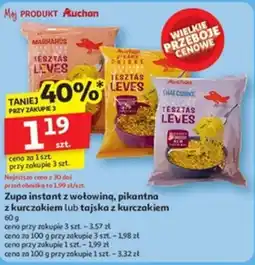 Zupa instant z wołowiną, pikantna z kurczakiem lub tajska z kurczakiem