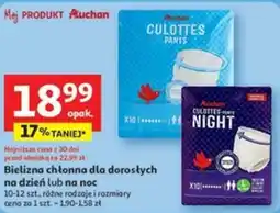 Auchan Bielizna chłonna dla dorosłych na dzień lub na noc oferta