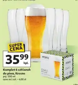 Auchan Komplet 6 szklanek do piwa, Krosno oferta