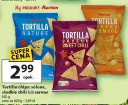 Auchan Tortilla chips: solone, słodkie chili lub serowe oferta